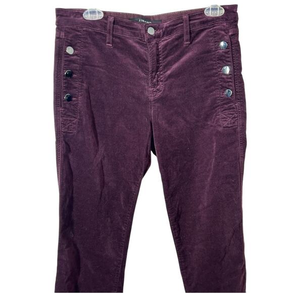 J Brand Zion Mid-rise Skinny in Blackberry Stretch Velvet Button Pants Size 30 - Picture 13 of 13